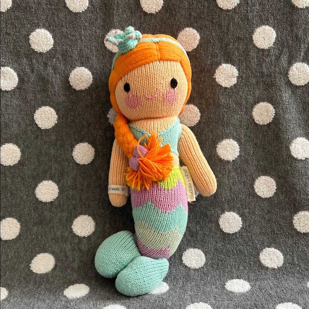 CUDDLE + KIND Isla the Mermaid hand-knit doll 13” Good pre-owned condition!